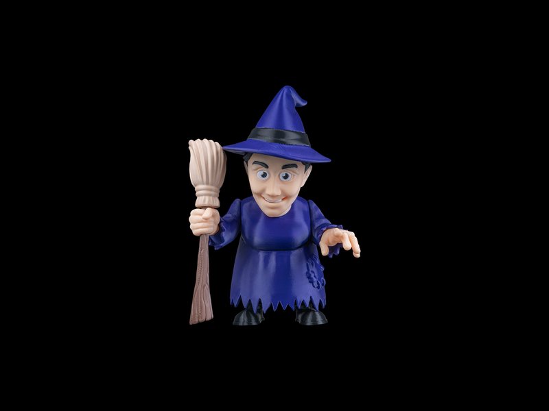 Figura de bruja de Halloween con acabado morado, personalizada